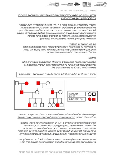 זיהוי הגן הפגוע בתסמונת אטקסיה טלנגיאקטזיה והבנת חשיבותו בתהליך תיקון ניזקי שברים בדנא (2018)